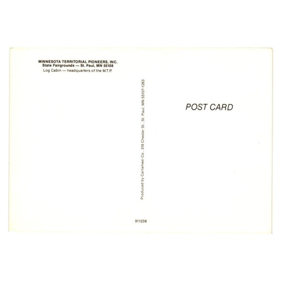 Minnesota Territorial Pioneers Postcard Log Cabin Headquarters Vintage Roadside - Picture 2 of 2